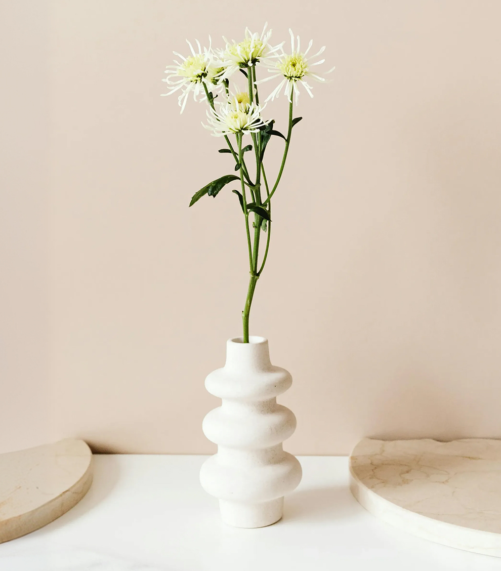 Ribbed Ceramic Vase