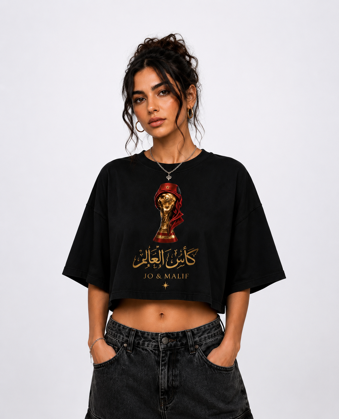 Crop Top World Cup- Black